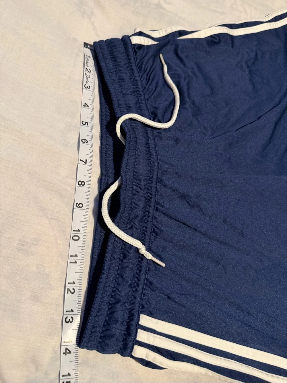 adidas Navy Athletic Shorts with White Three-Stripes size L